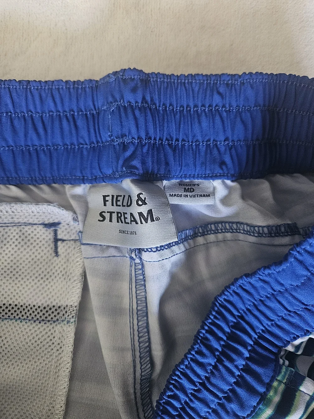 Field & Stream Women's Water Shorts Blue Teal Striped Size MD